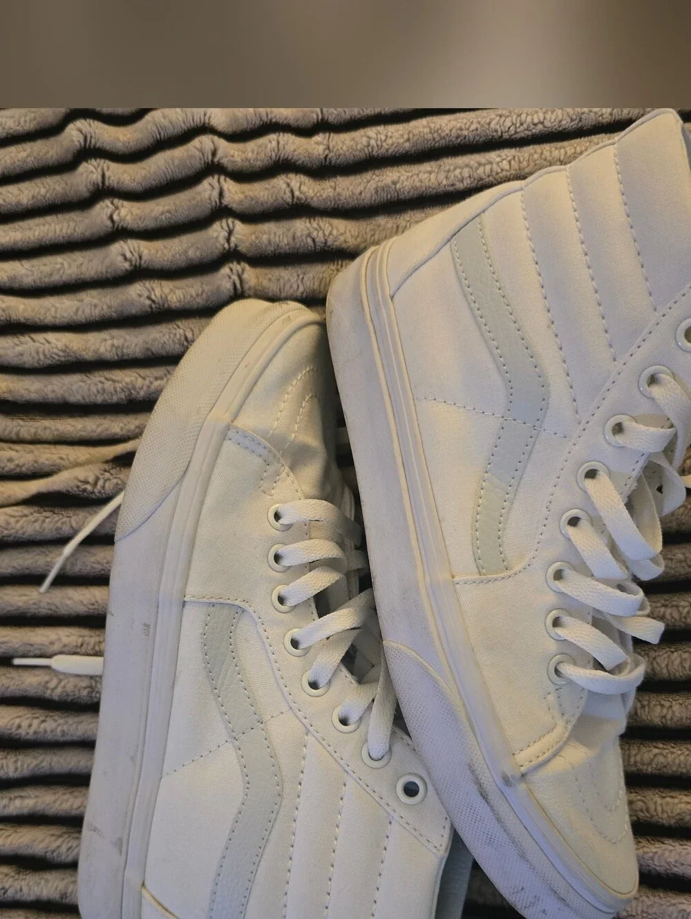 Vans Sk8-Hi White High-Top Sneakers With Light Blue Detail